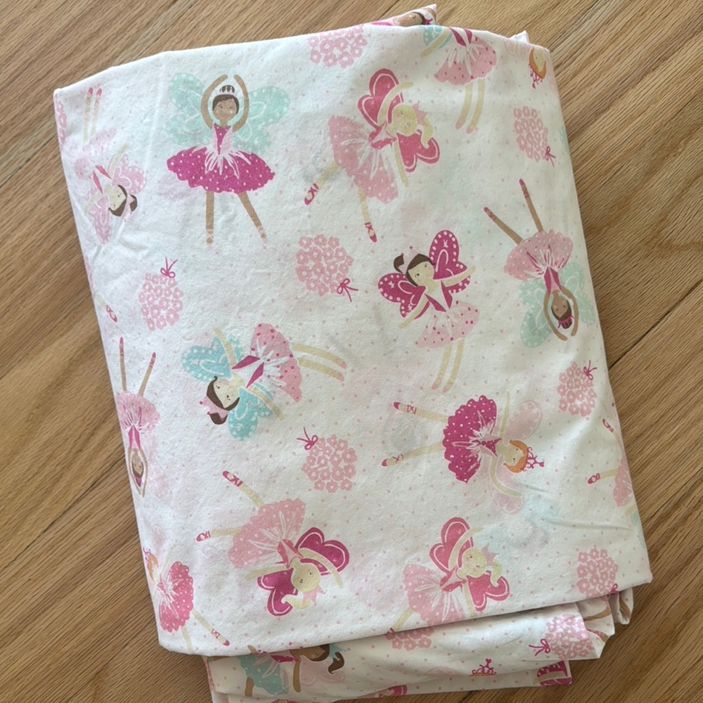 Pottery Barn Kids pink fairy twin sheet set